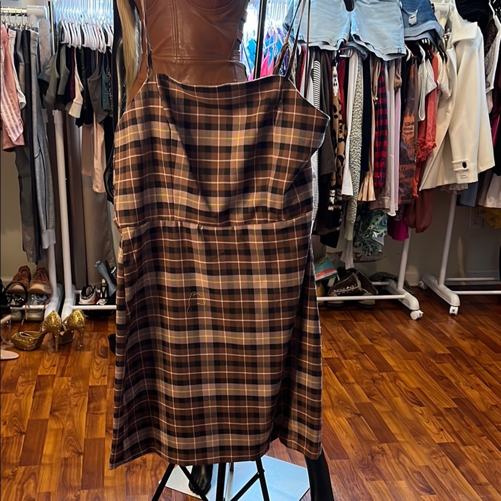 Gianni Bini Brown Plaid Dress